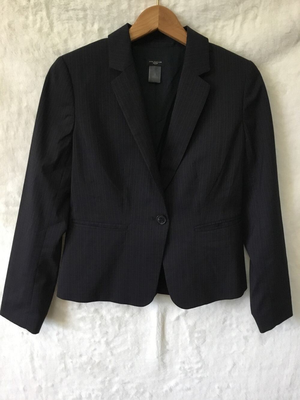 Ann Taylor Striped Black Suit Blazer